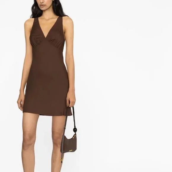 Reformation Calix Mini Dress Brown 🤎 NWT - Picture 3 of 7